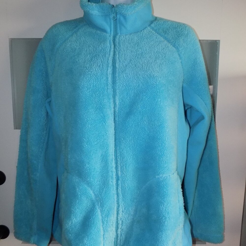 BRIGHT BLUE FLEECE ZIP UP JACKET SIZE M (8-10) WOMEN'S